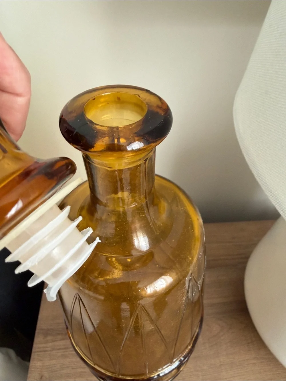VTG Italian Amber Glass Genie Bottle Empoli